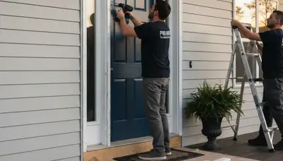 Vinyl siding and door repair service by Next Level Exteriors in Boston, MA