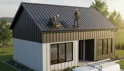 Metal roofing installation on Boston MA home by Next Level Exteriors roofing and vinyl siding experts