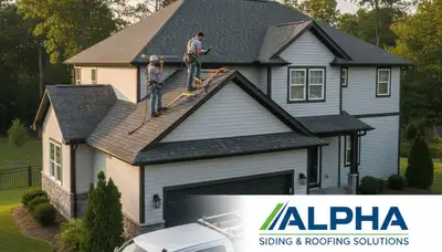 Professional roof inspection at Boston home by Next Level Exteriors, checking vinyl siding and roof condition
