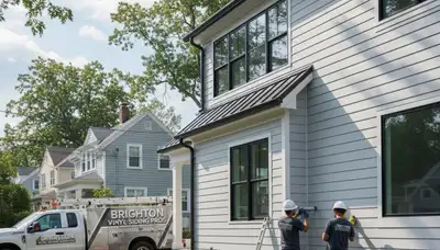 Professional vinyl siding installation on Boston MA home exterior