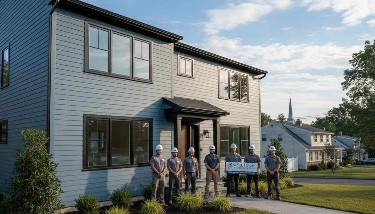 Professional vinyl siding installation on home exterior in Boston, MA