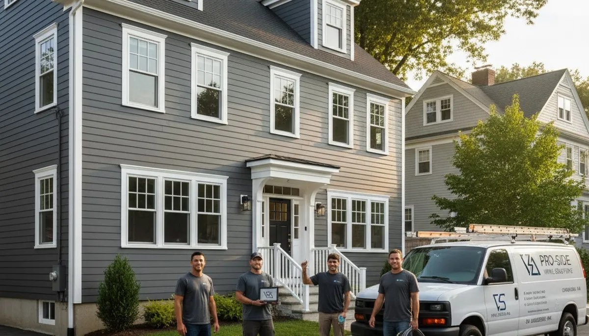 Professional vinyl siding installation on Boston MA home exterior by local siding contractors