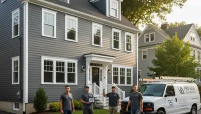 Professional vinyl siding installation on Boston MA home exterior by local siding contractors
