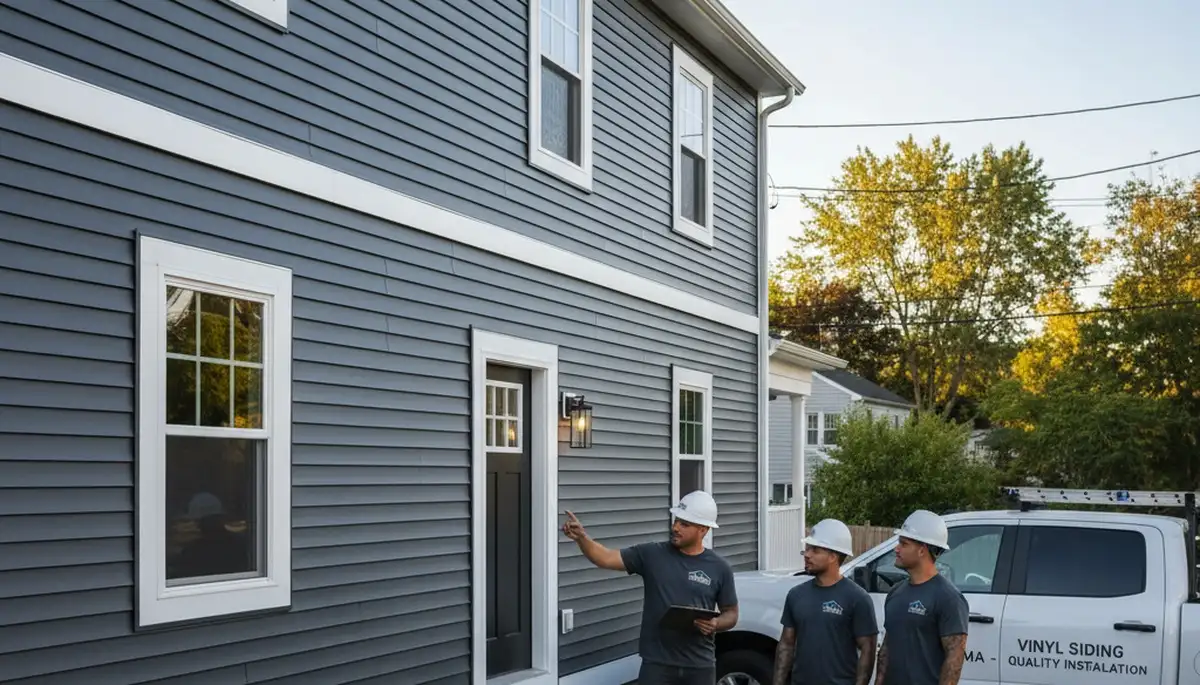 Professional vinyl siding installation on a Boston MA home exterior by local siding experts