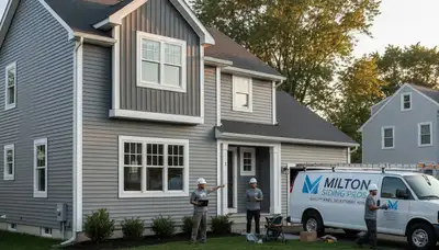 Professional vinyl siding installation on residential home exterior in Boston, MA
