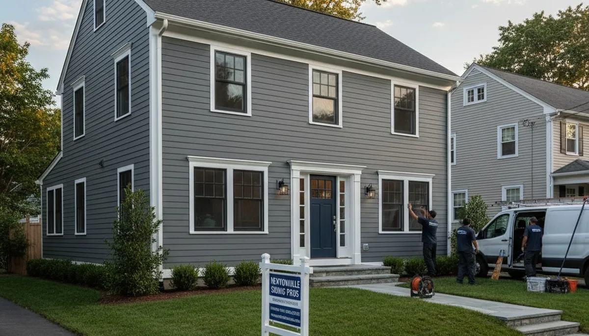 Professional vinyl siding installation on residential home in Boston, MA