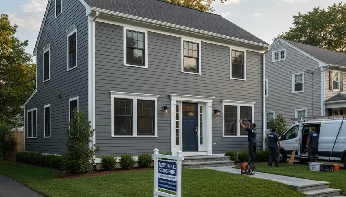 Professional vinyl siding installation on residential home in Boston, MA