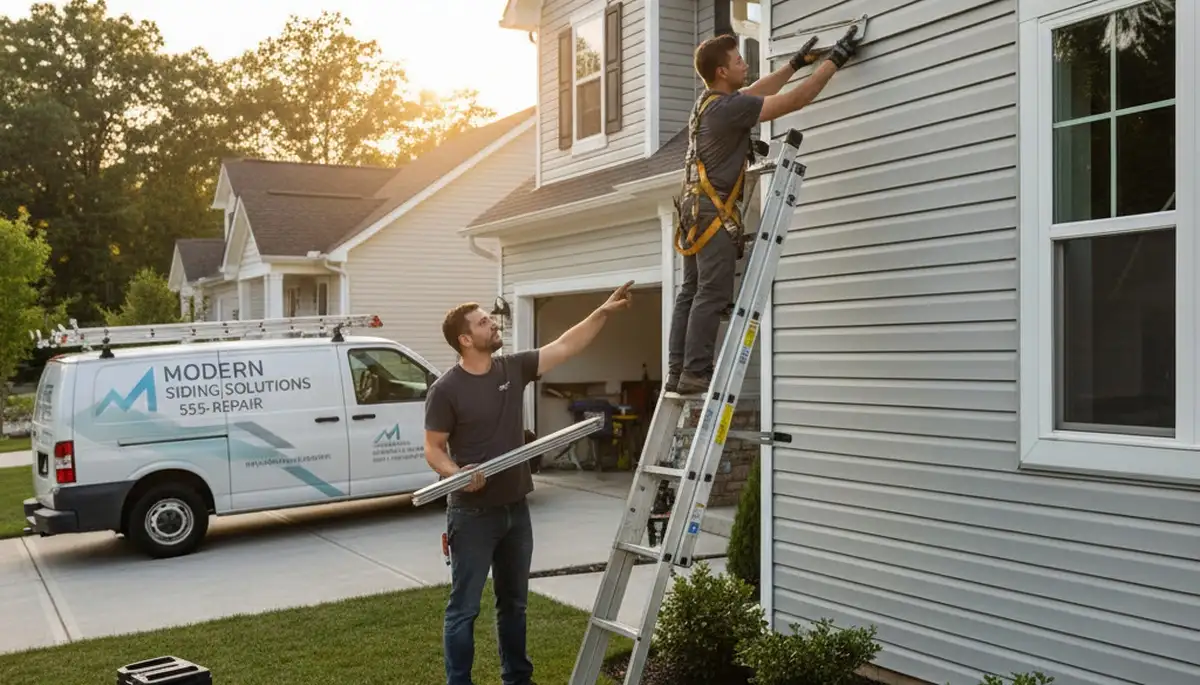 Professional vinyl siding repair on Boston MA home exterior by Next Level Exteriors