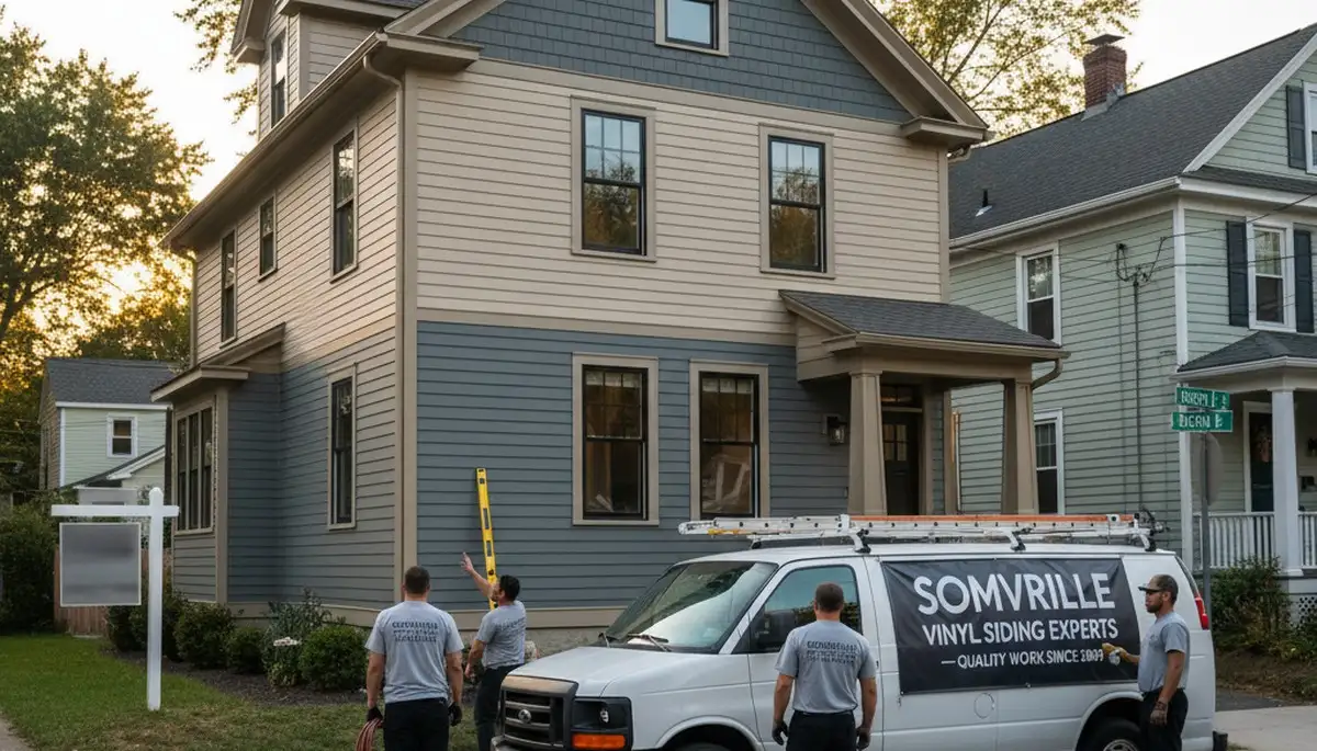 Professional vinyl siding installation on residential home in Boston, MA