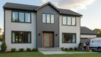 Professional vinyl siding installation on home exterior in Boston, MA